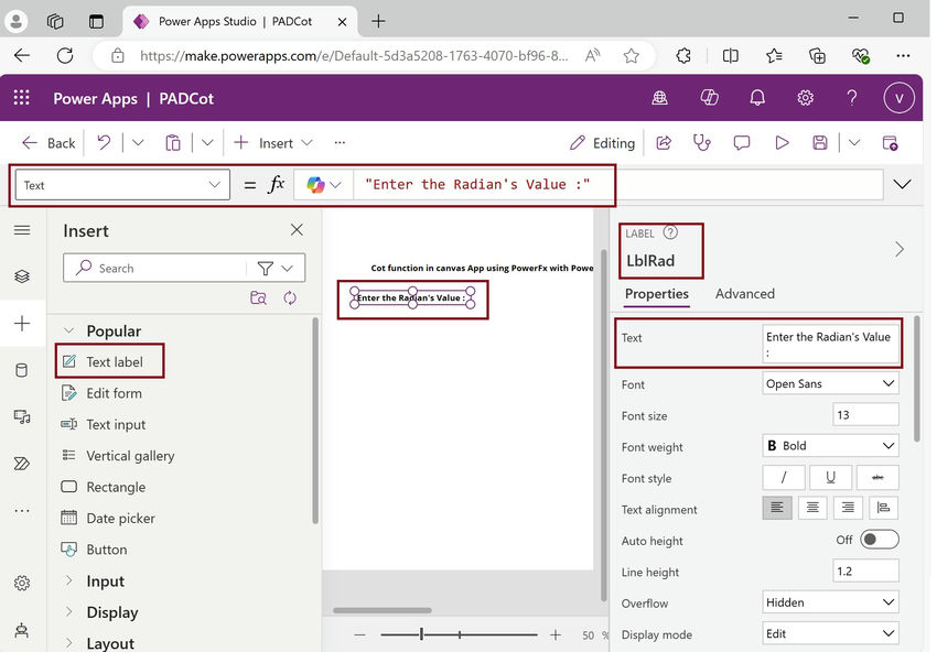 Enter the Radians Value
